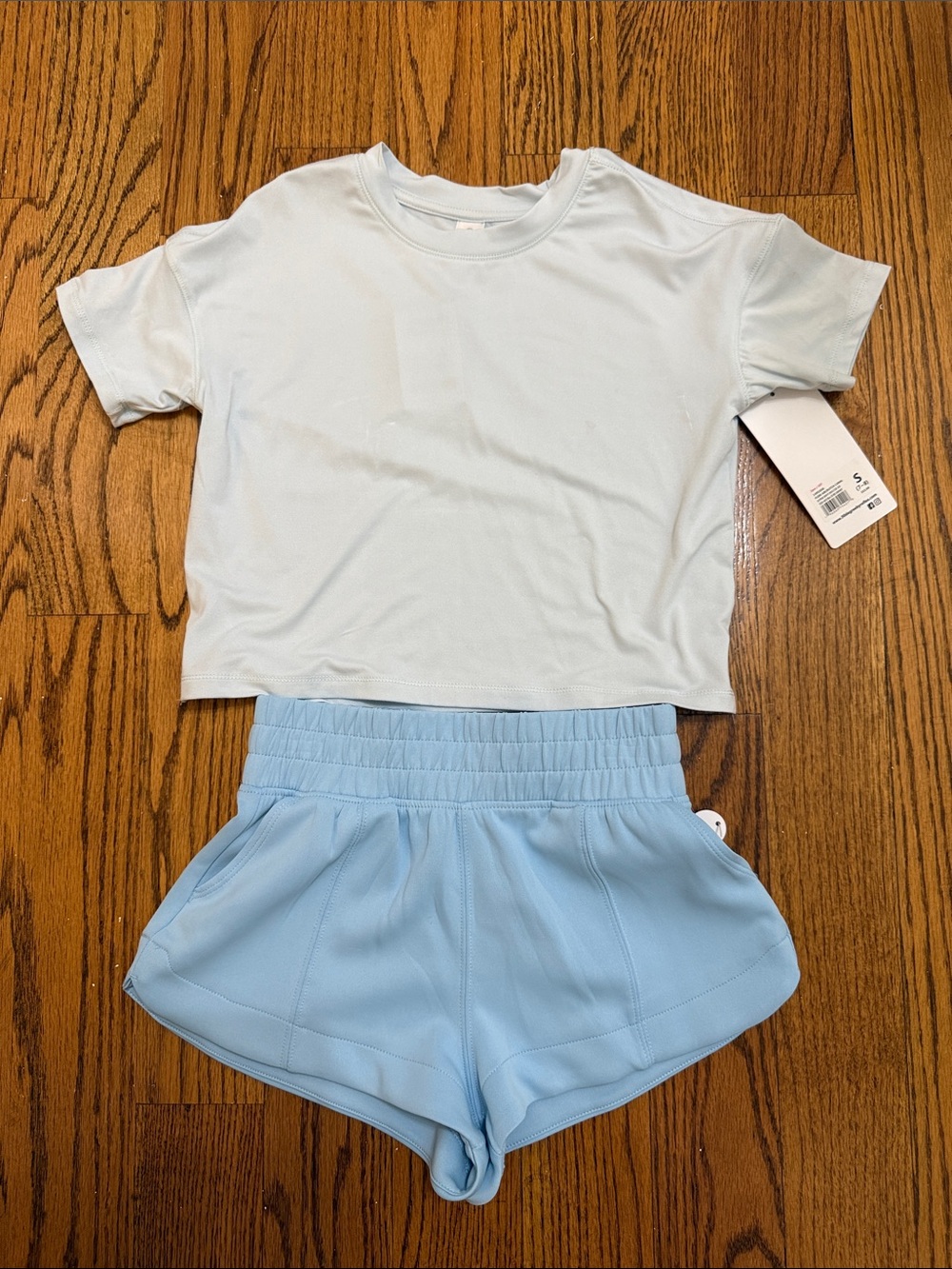 90 Degree Pale Blue Athletic Shorts and Shirt Set